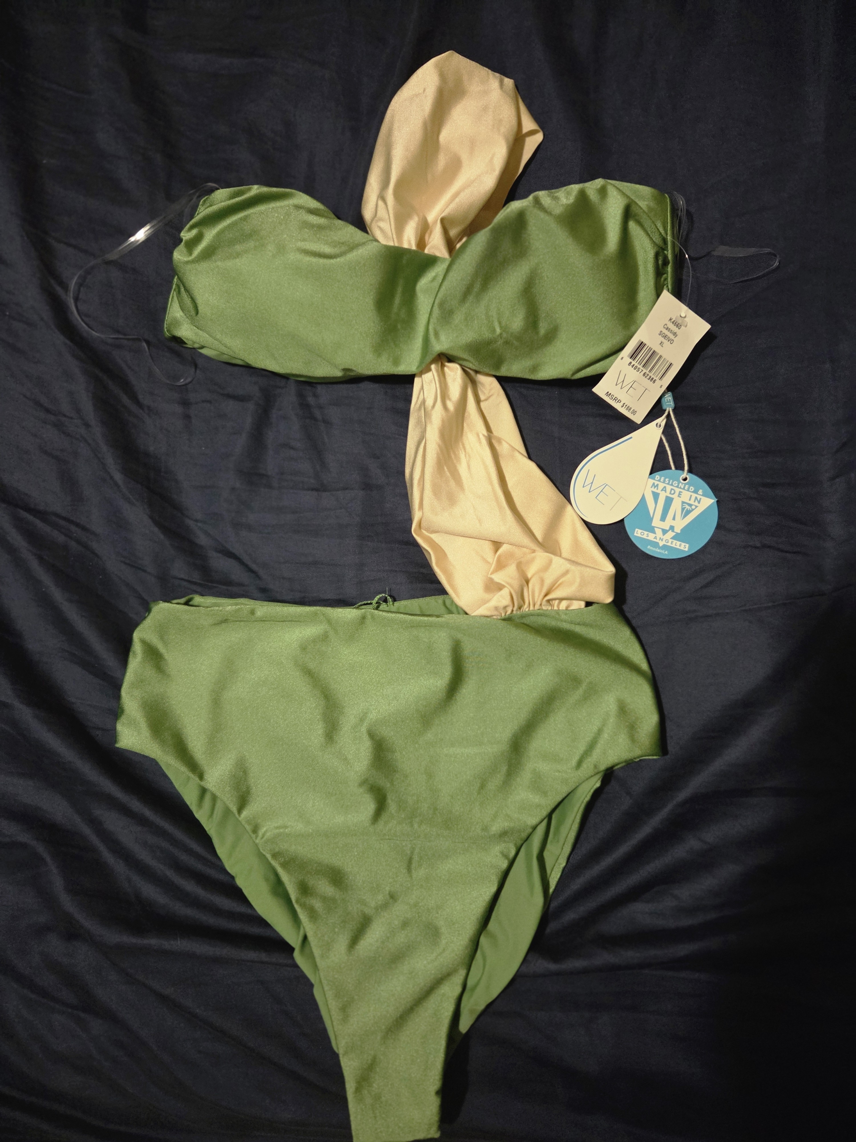 Wet Green And Cream One-Piece Swimsuit